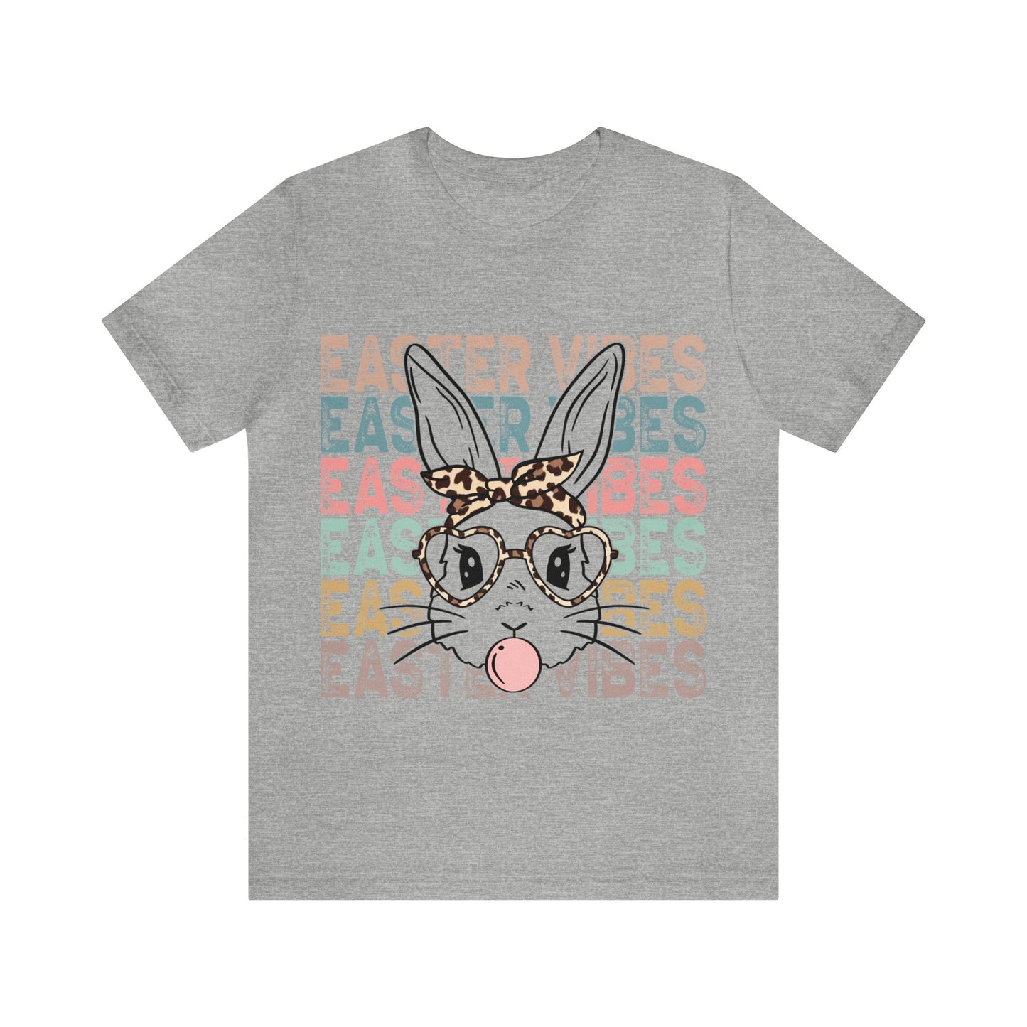Easter Vibes Bunny Rabbit Bubble Gum Unisex Jersey Short Sleeve Tee