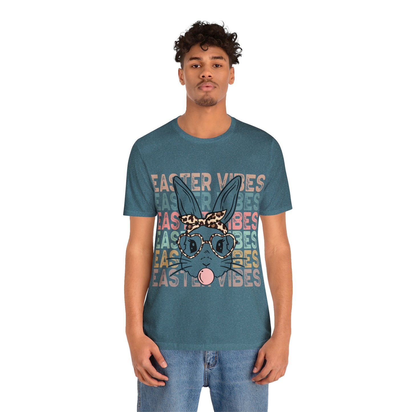 Easter Vibes Bunny Rabbit Bubble Gum Unisex Jersey Short Sleeve Tee