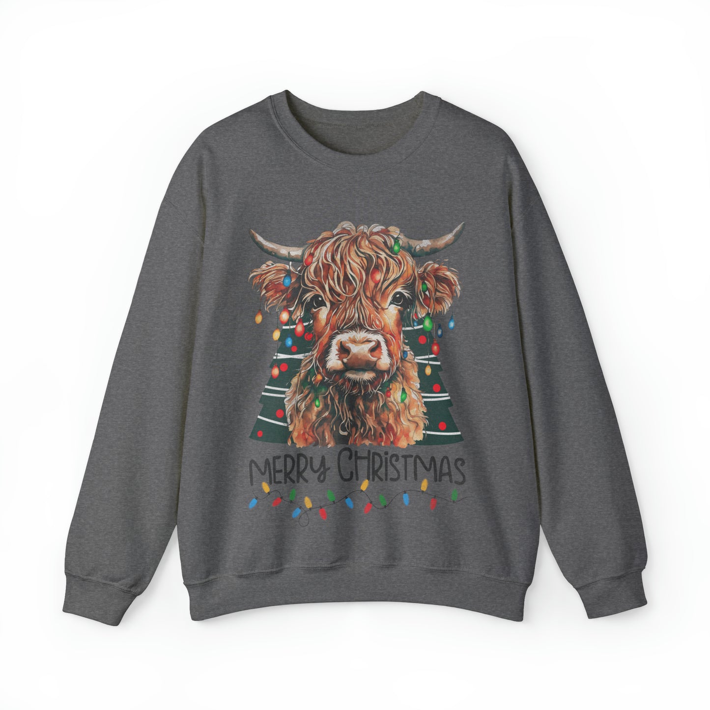 highland cow christmas Unisex Heavy Blend™ Crewneck Sweatshirt