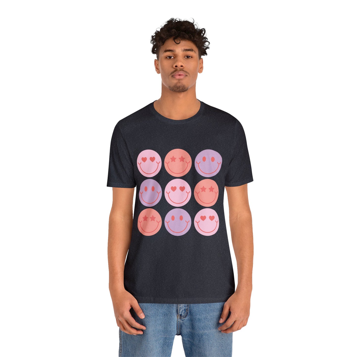 retro groovy smiley face valentines day Unisex Jersey Short Sleeve Tee