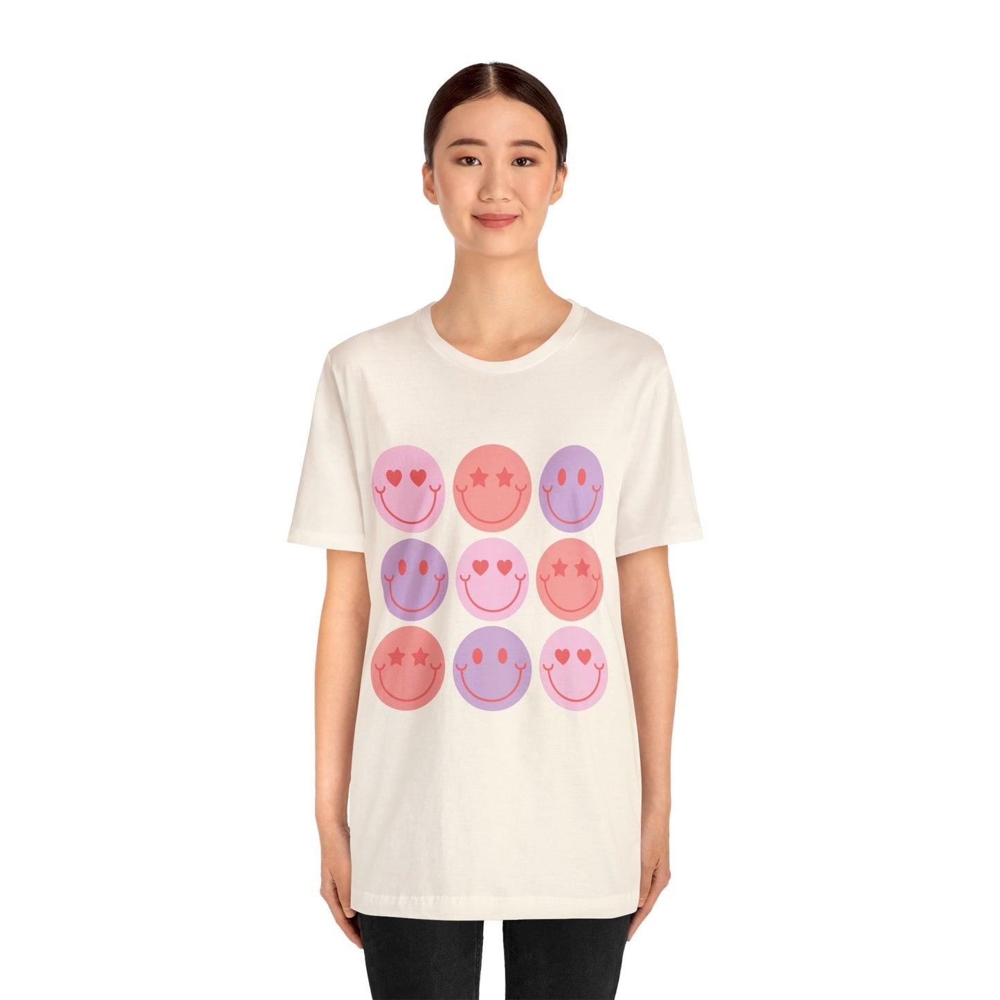 retro groovy smiley face valentines day Unisex Jersey Short Sleeve Tee