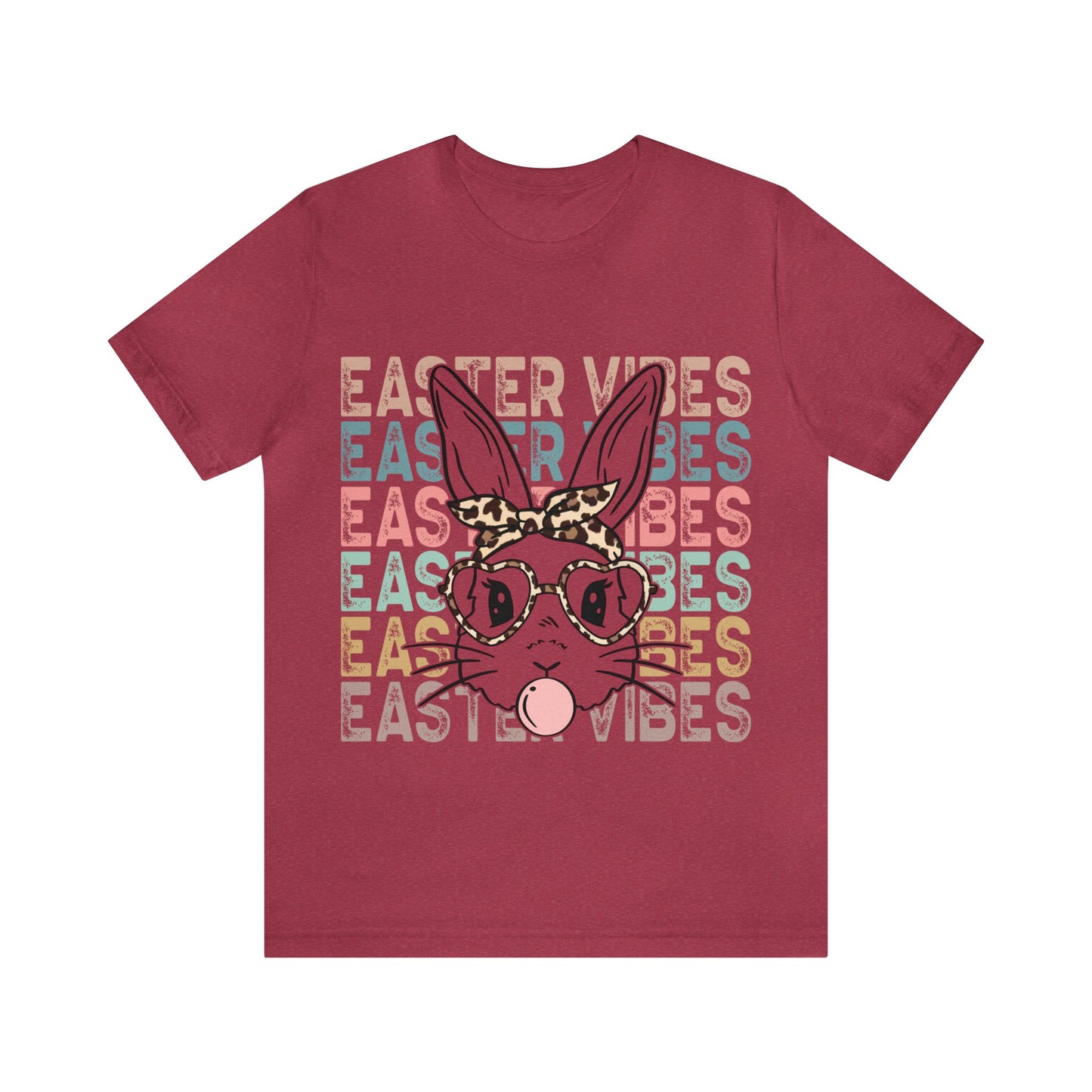 Easter Vibes Bunny Rabbit Bubble Gum Unisex Jersey Short Sleeve Tee