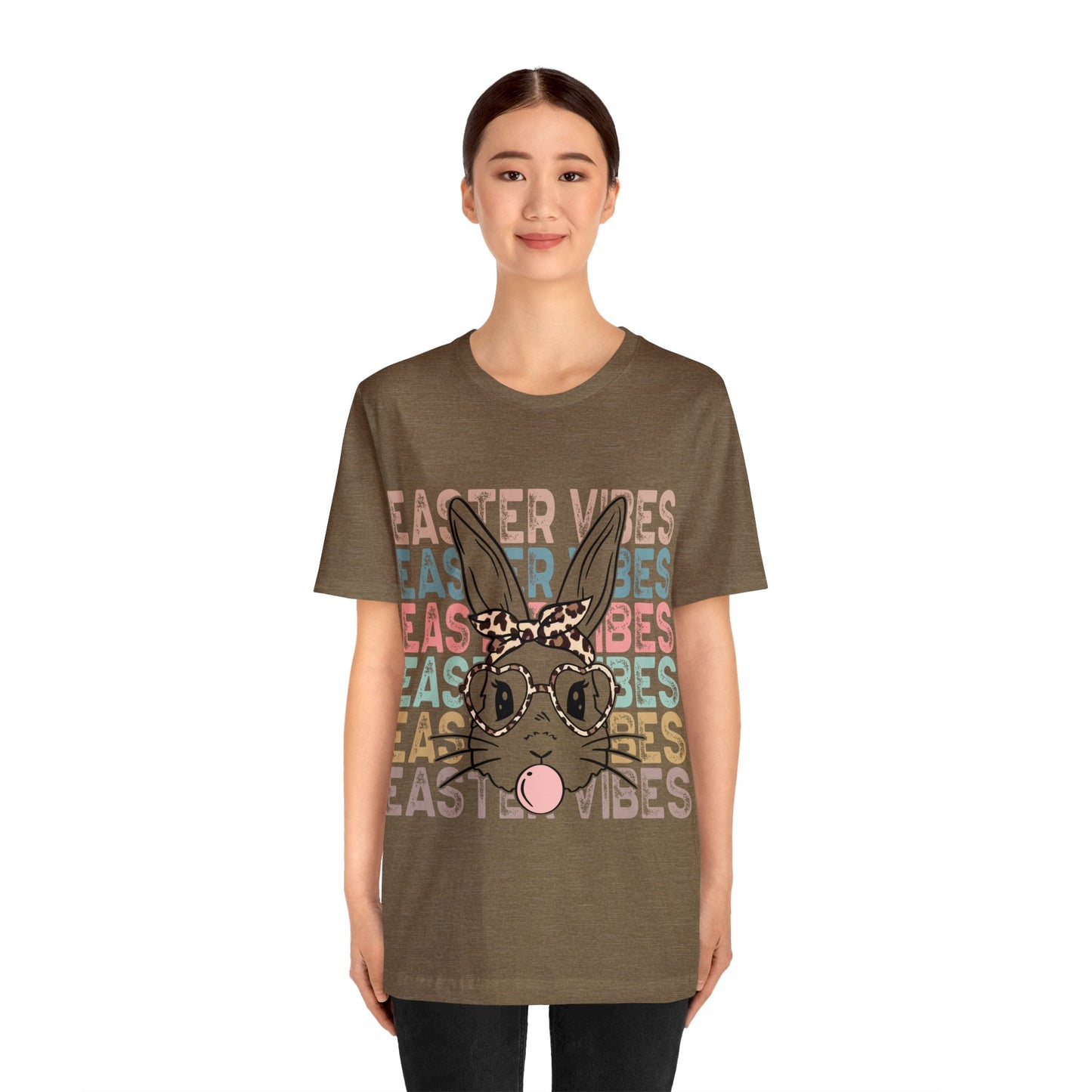 Easter Vibes Bunny Rabbit Bubble Gum Unisex Jersey Short Sleeve Tee