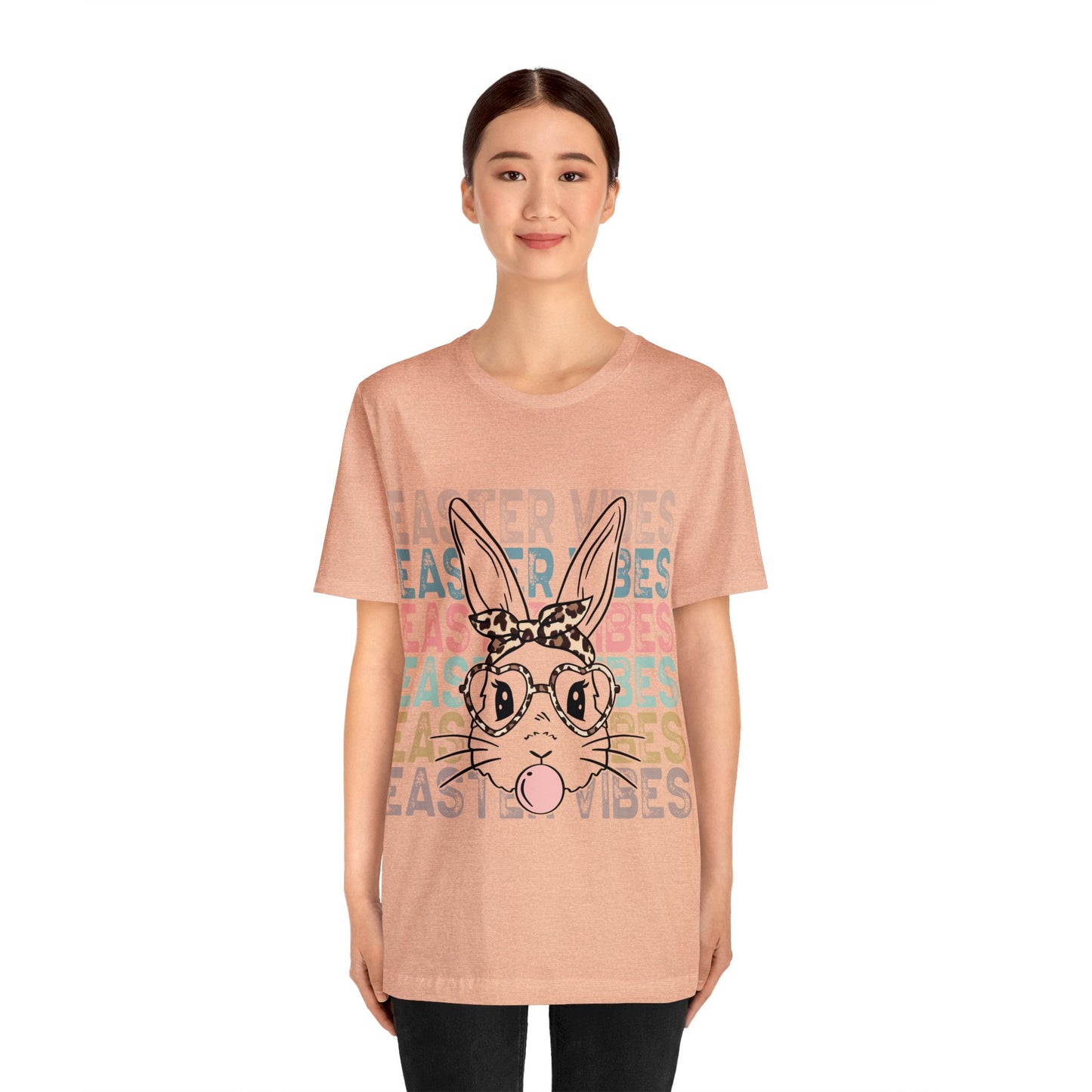 Easter Vibes Bunny Rabbit Bubble Gum Unisex Jersey Short Sleeve Tee