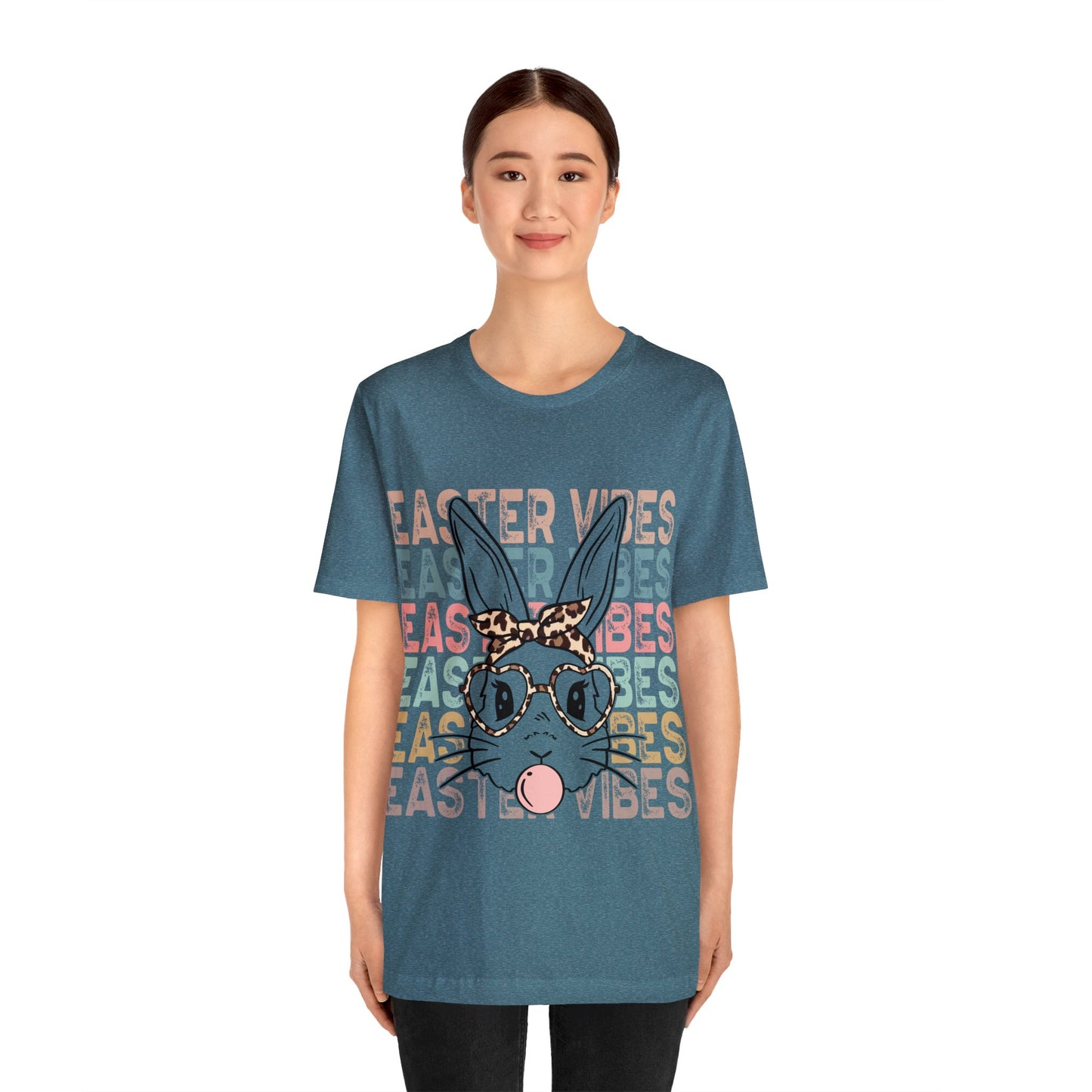 Easter Vibes Bunny Rabbit Bubble Gum Unisex Jersey Short Sleeve Tee