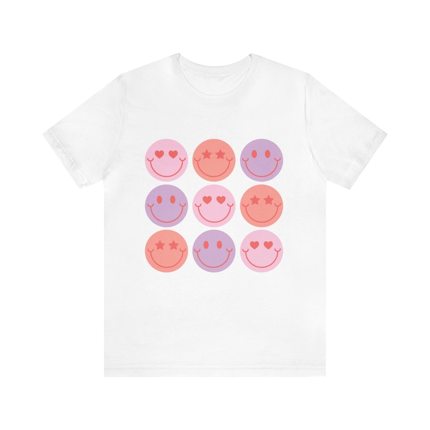 retro groovy smiley face valentines day Unisex Jersey Short Sleeve Tee