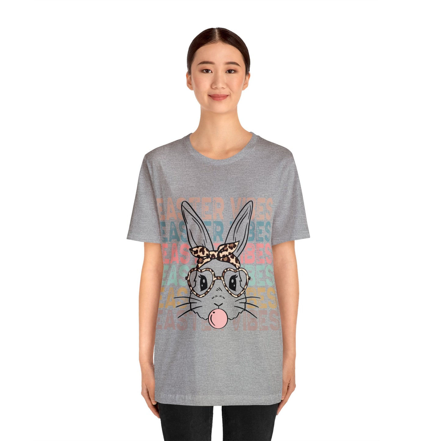 Easter Vibes Bunny Rabbit Bubble Gum Unisex Jersey Short Sleeve Tee