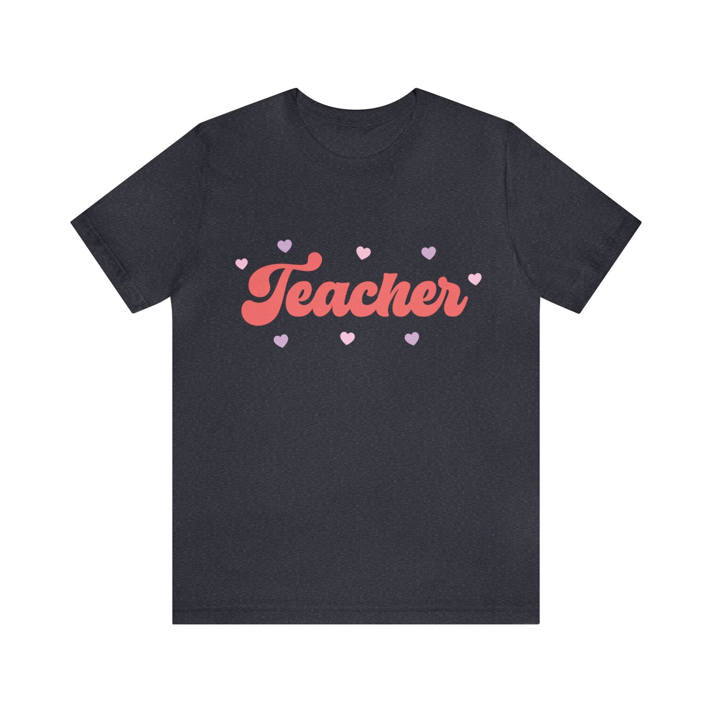 Retro Valentines day Teacher hearts Unisex Jersey Short Sleeve Tee