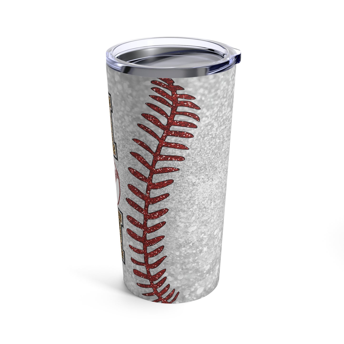 glittery leopard baseball mom tapered Tumbler 20oz