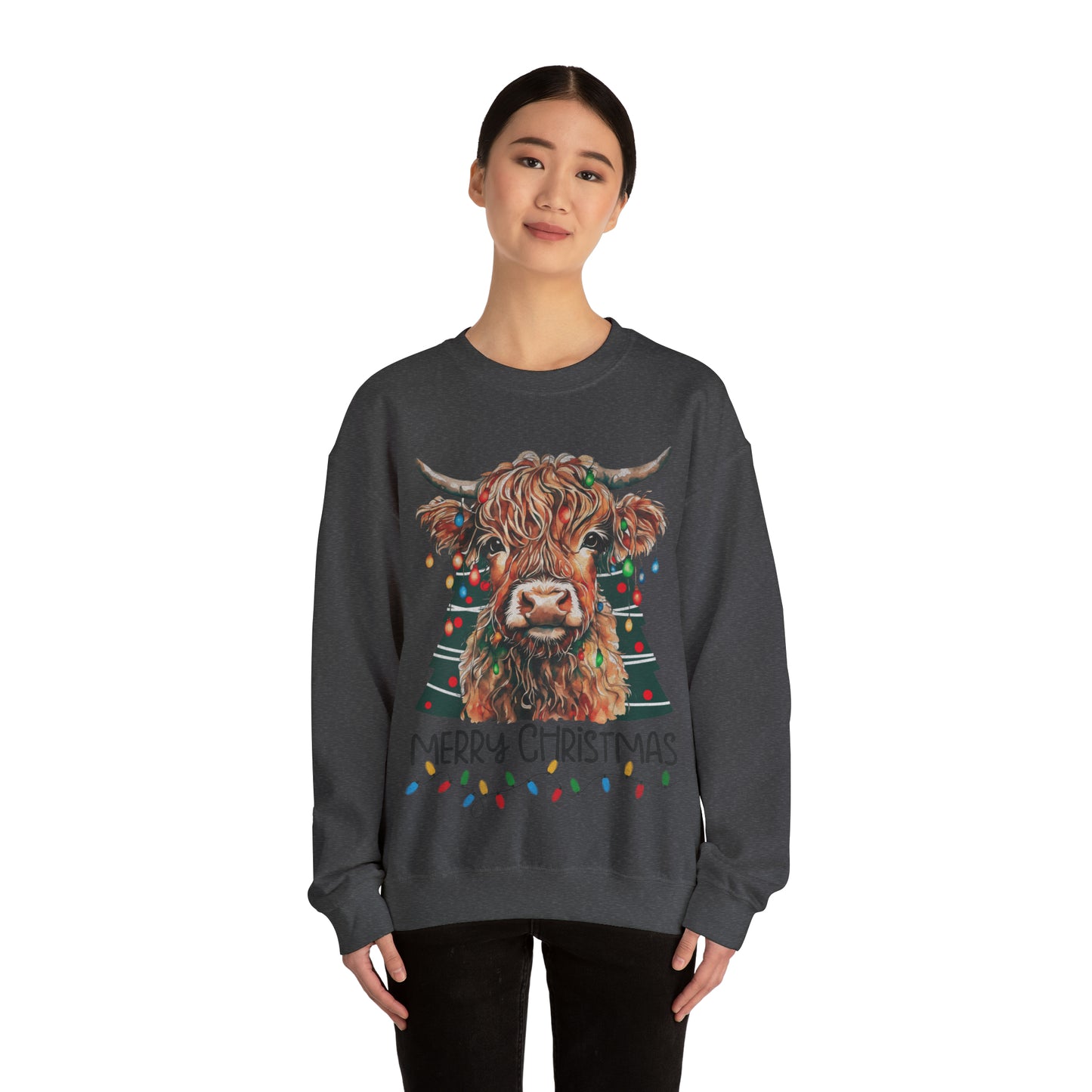highland cow christmas Unisex Heavy Blend™ Crewneck Sweatshirt