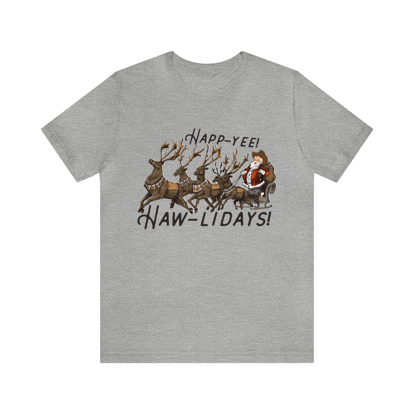 happy hawlidays reindeer santa horses christmas Unisex Jersey Short Sleeve Tee