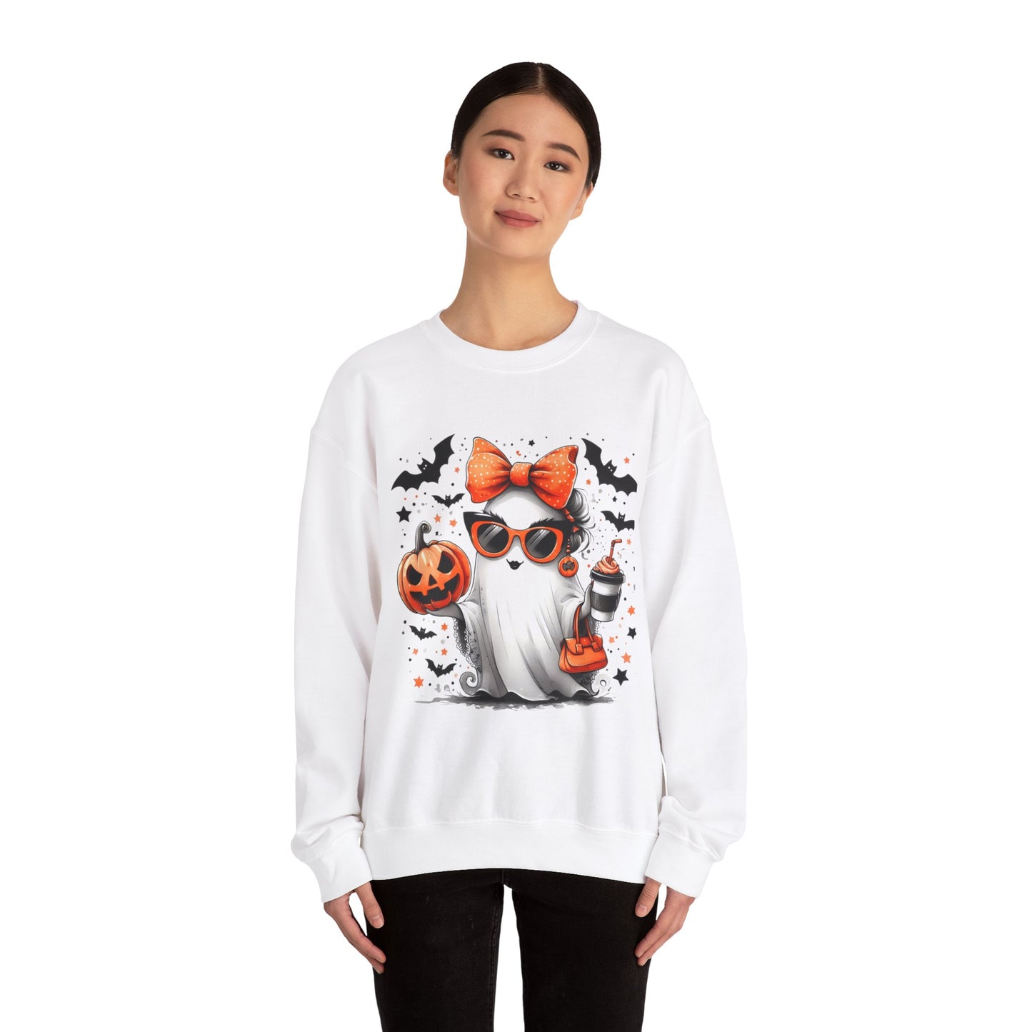 cute ghost halloween Unisex Heavy Blend™ Crewneck Sweatshirt