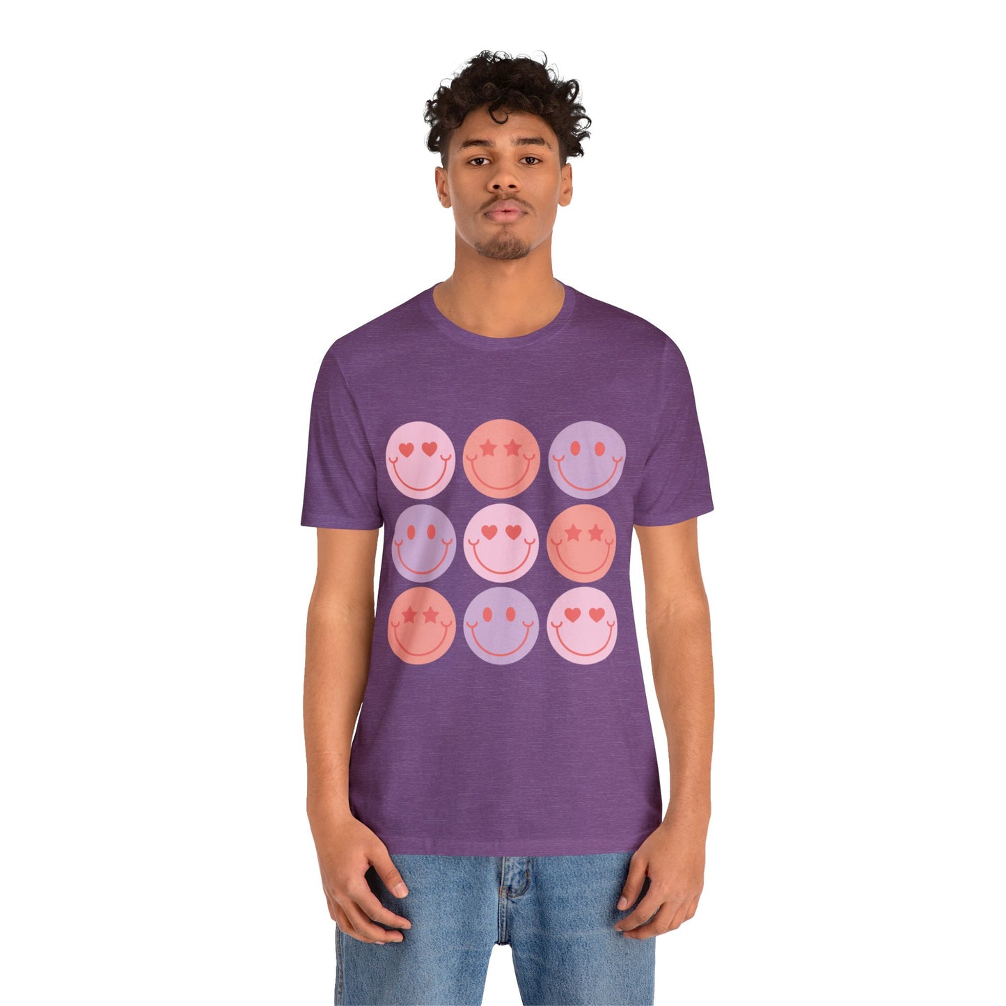 retro groovy smiley face valentines day Unisex Jersey Short Sleeve Tee