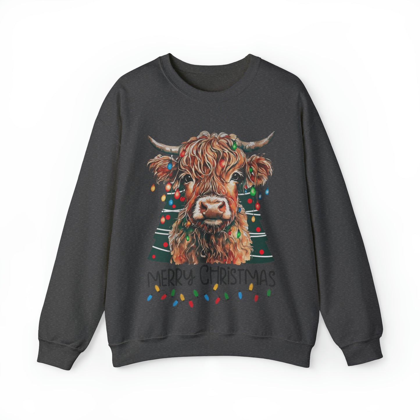 highland cow christmas Unisex Heavy Blend™ Crewneck Sweatshirt