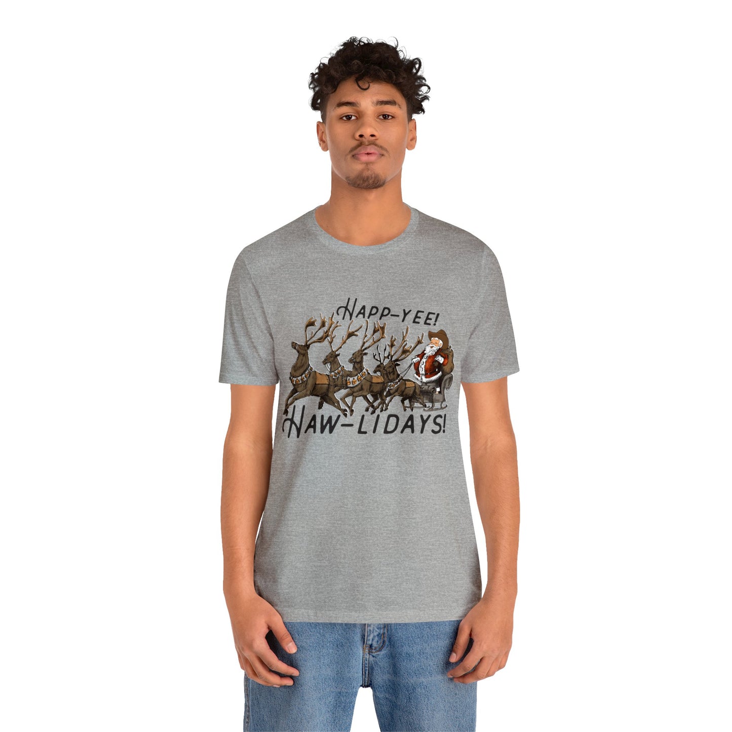 happy hawlidays reindeer santa horses christmas Unisex Jersey Short Sleeve Tee