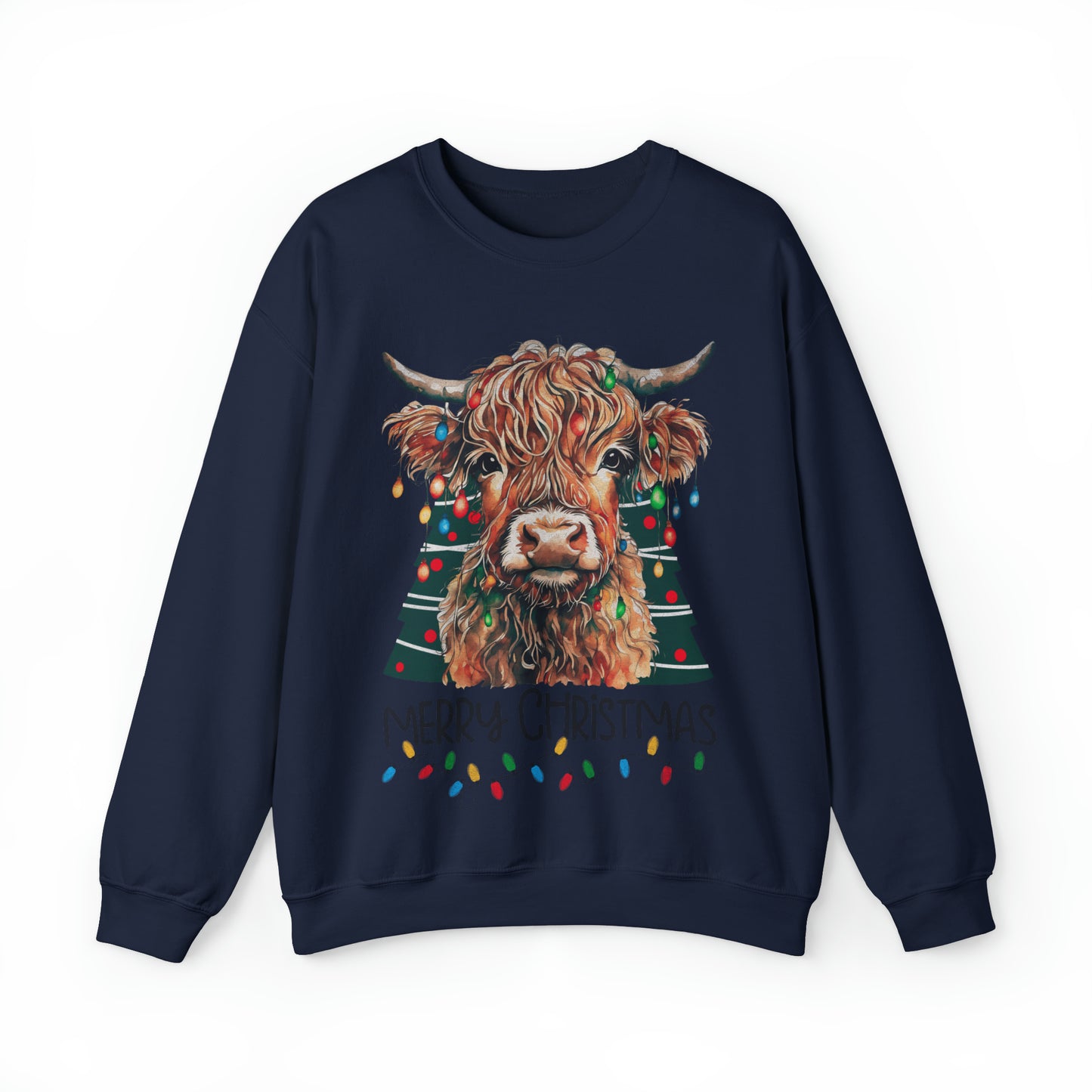 highland cow christmas Unisex Heavy Blend™ Crewneck Sweatshirt