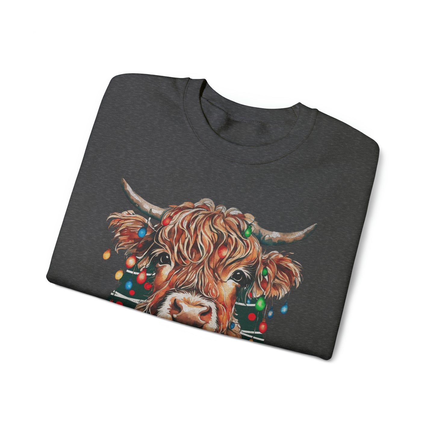 highland cow christmas Unisex Heavy Blend™ Crewneck Sweatshirt