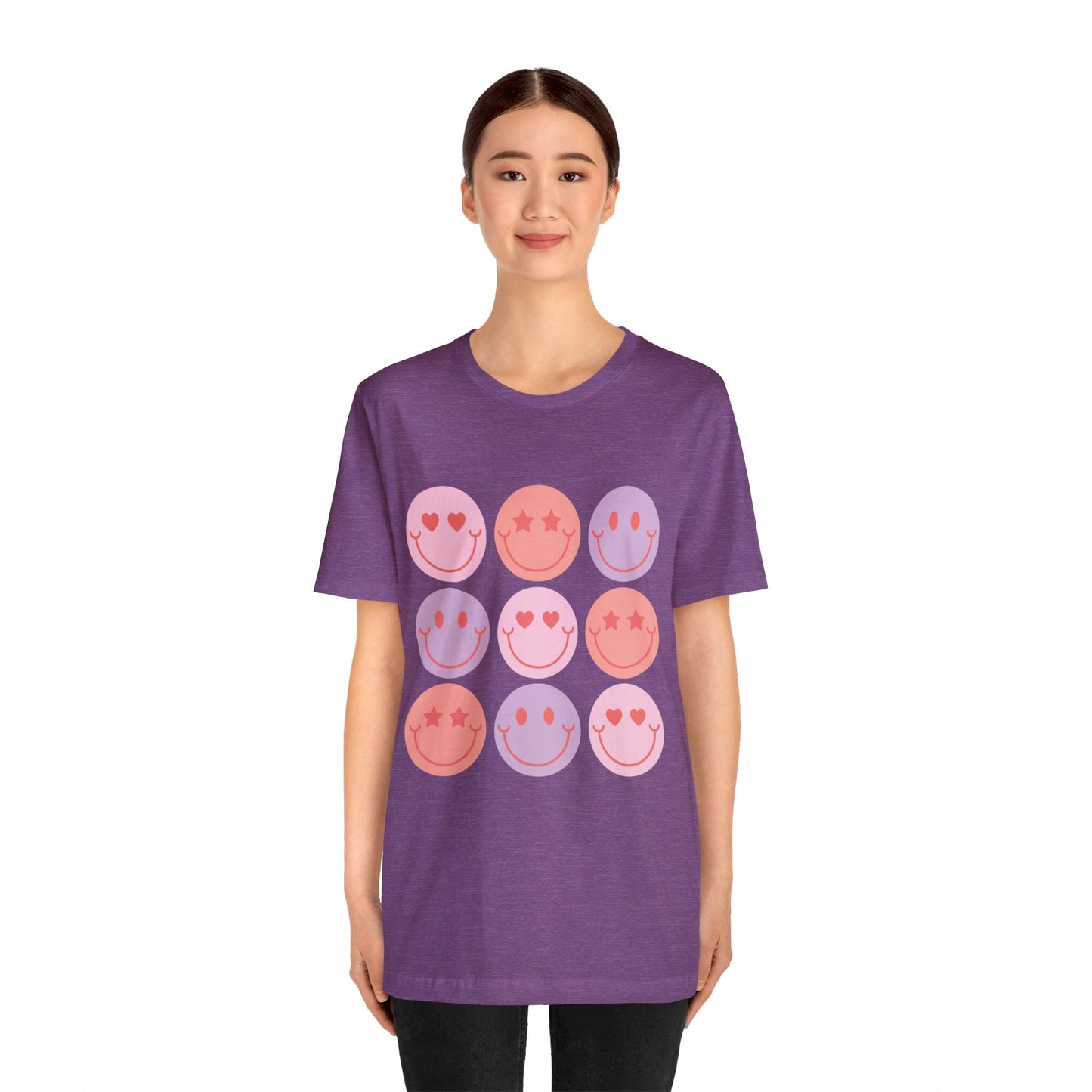 retro groovy smiley face valentines day Unisex Jersey Short Sleeve Tee