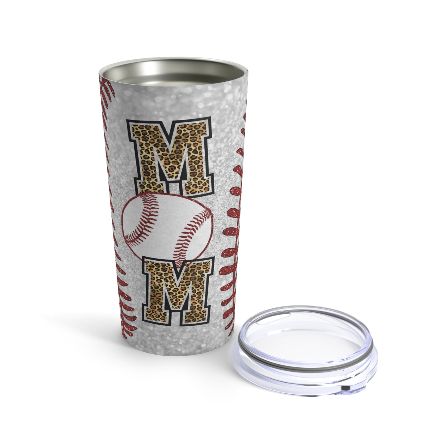glittery leopard baseball mom tapered Tumbler 20oz