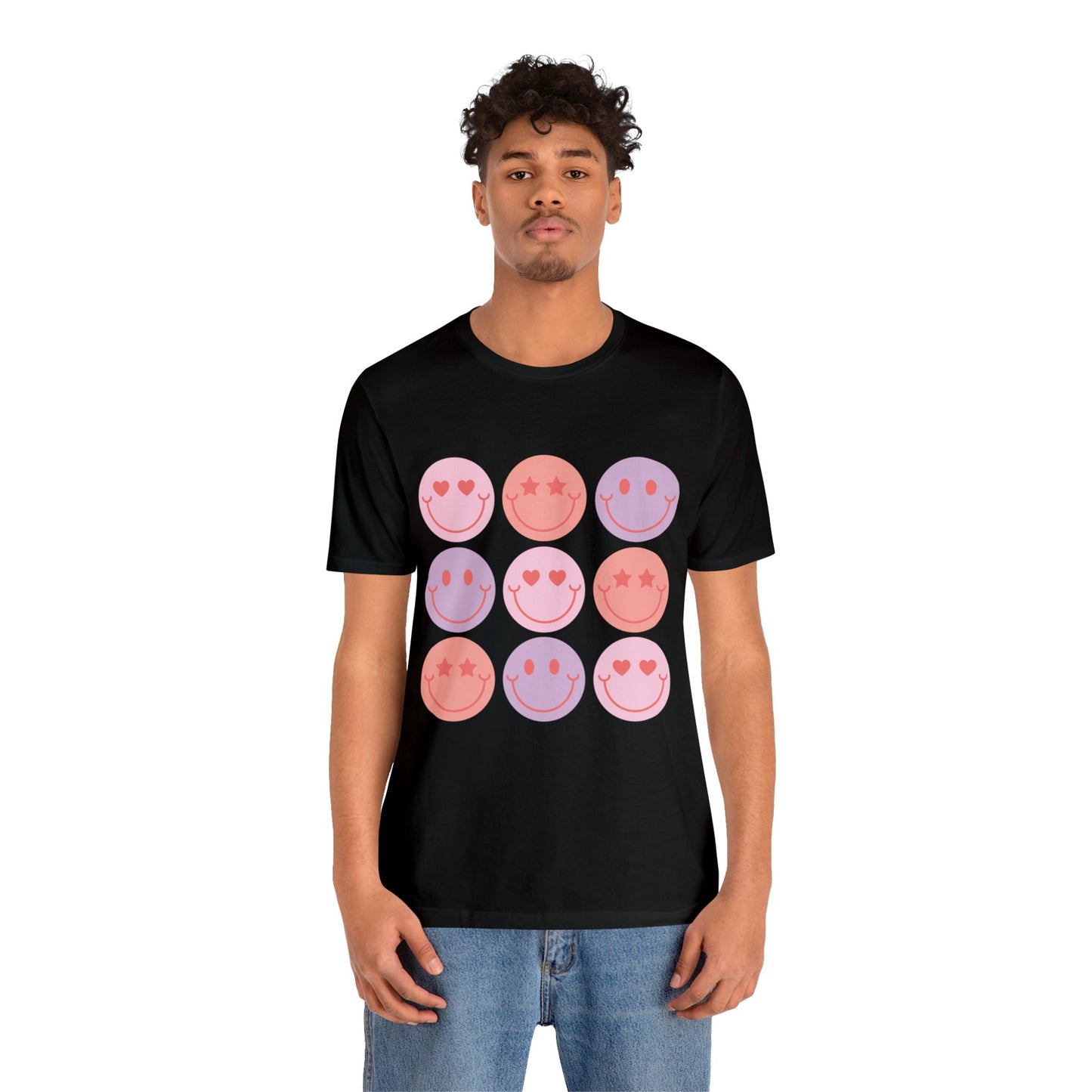 retro groovy smiley face valentines day Unisex Jersey Short Sleeve Tee