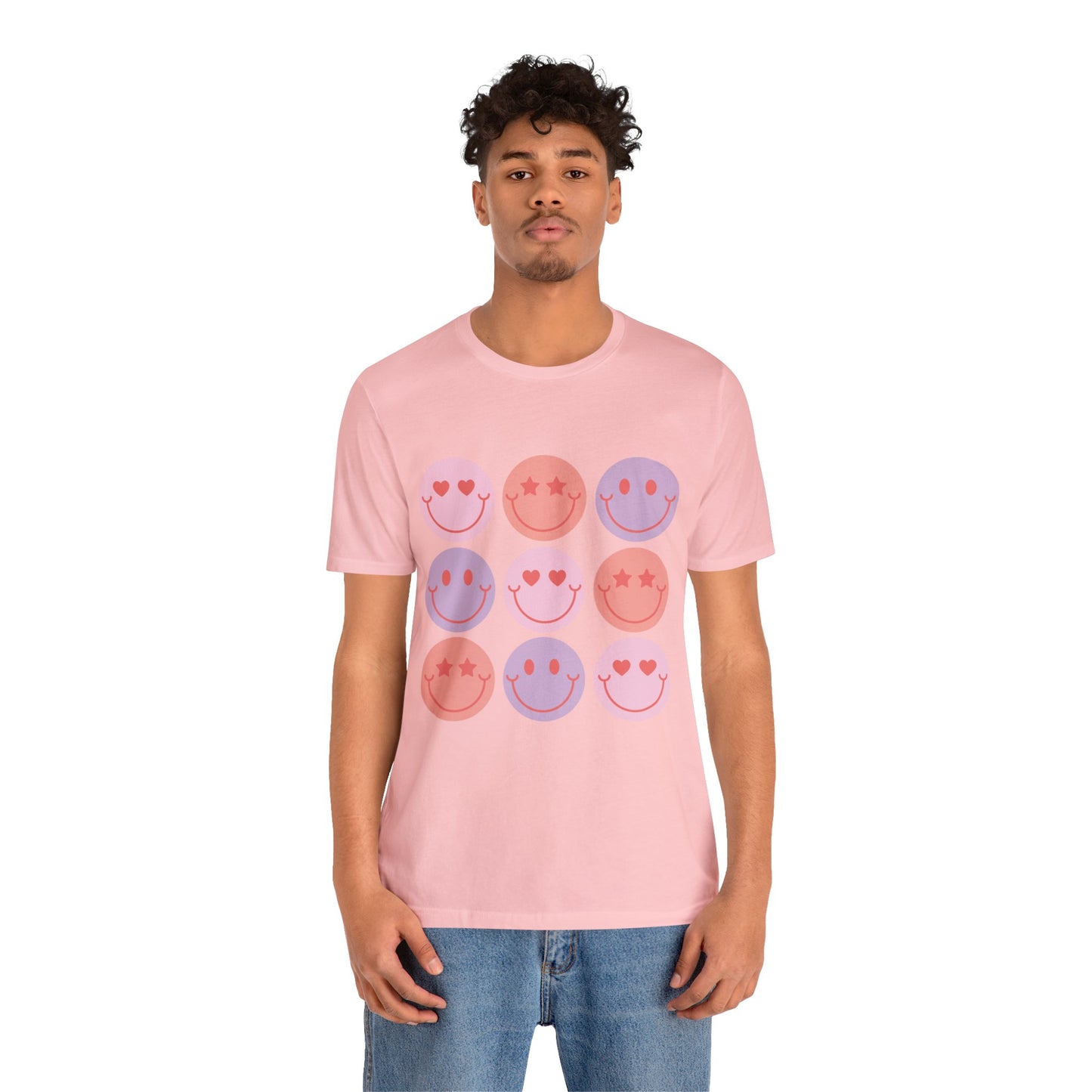 retro groovy smiley face valentines day Unisex Jersey Short Sleeve Tee