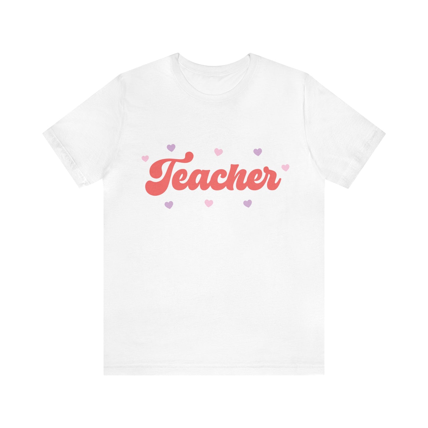 Retro Valentines day Teacher hearts Unisex Jersey Short Sleeve Tee