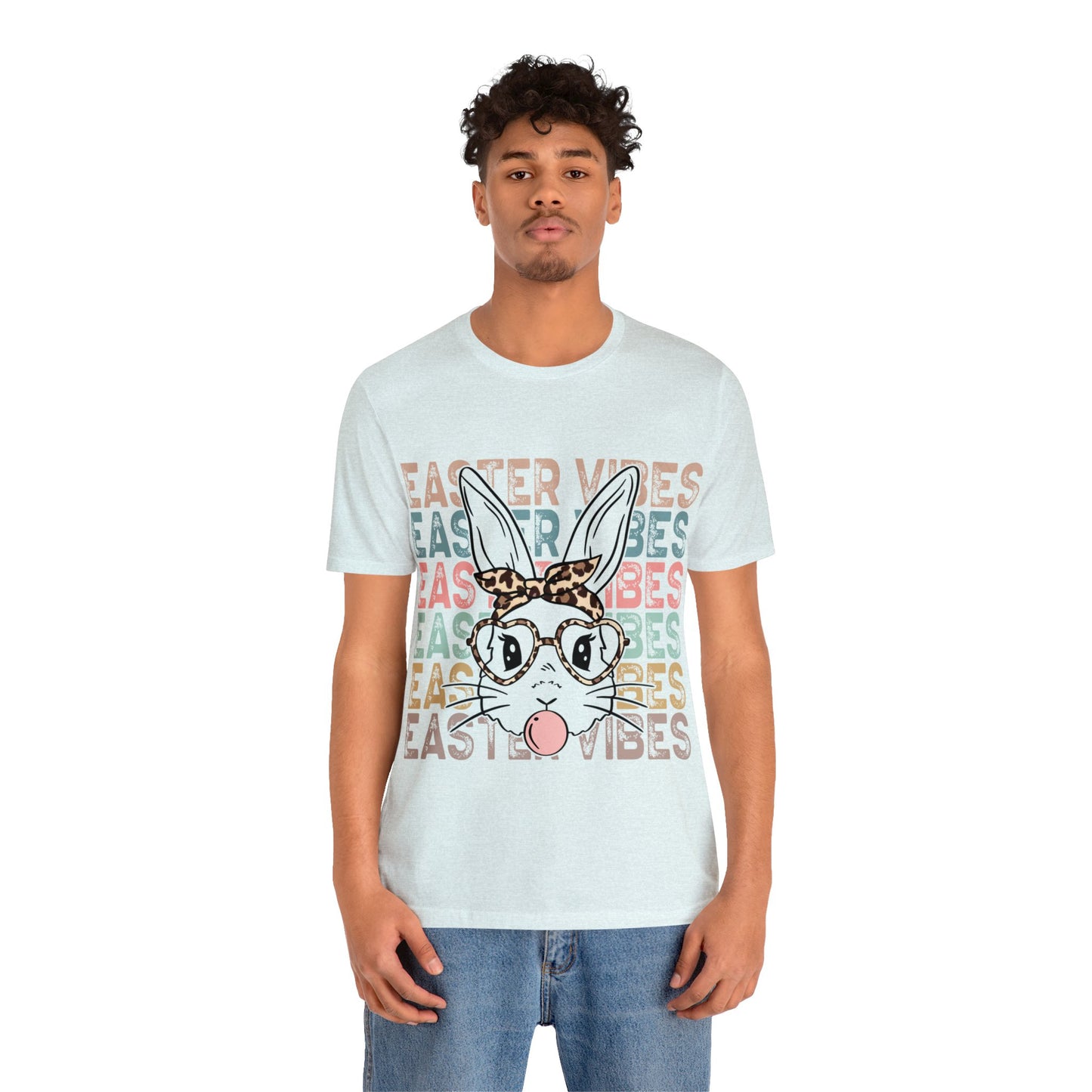 Easter Vibes Bunny Rabbit Bubble Gum Unisex Jersey Short Sleeve Tee