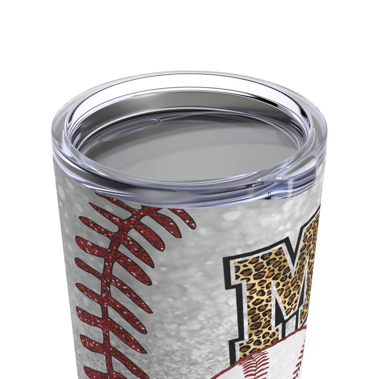 glittery leopard baseball mom tapered Tumbler 20oz
