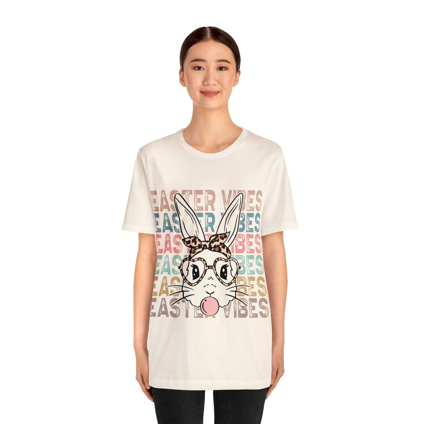 Easter Vibes Bunny Rabbit Bubble Gum Unisex Jersey Short Sleeve Tee