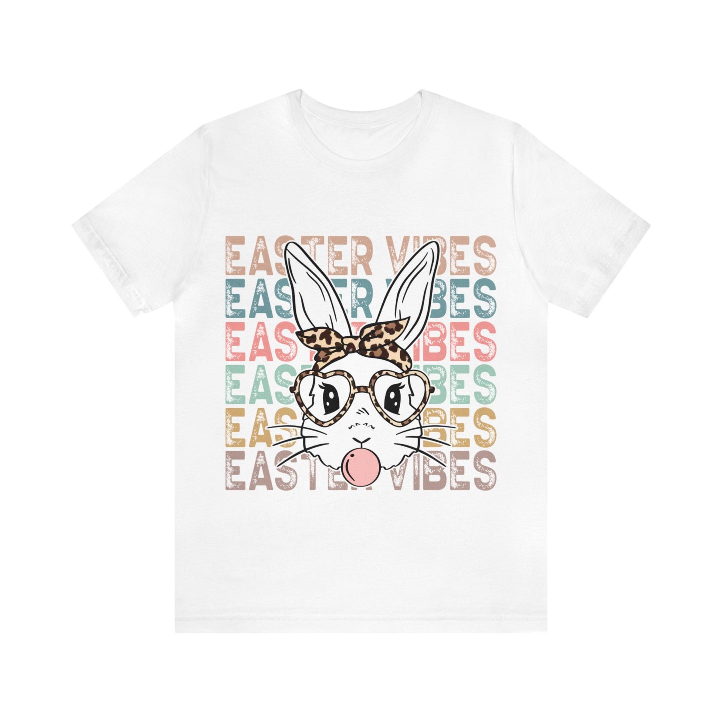 Easter Vibes Bunny Rabbit Bubble Gum Unisex Jersey Short Sleeve Tee