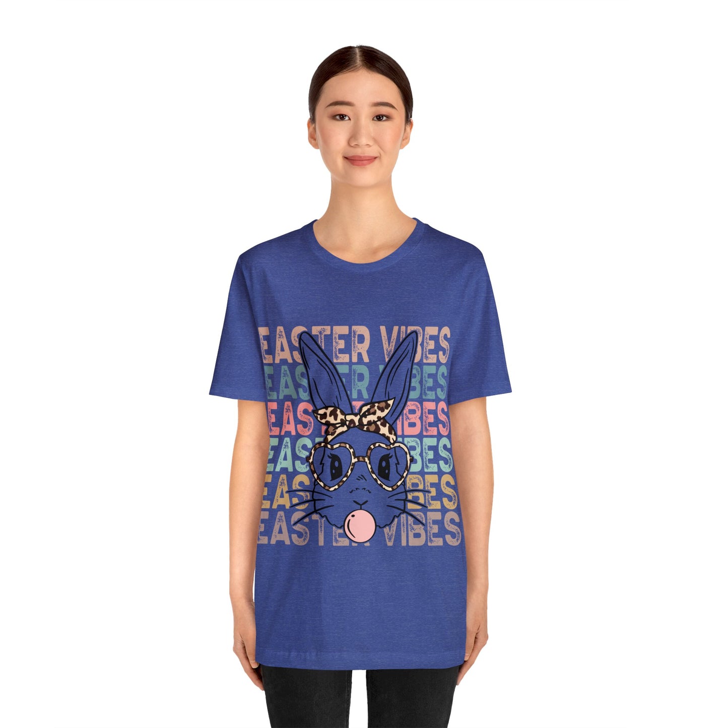Easter Vibes Bunny Rabbit Bubble Gum Unisex Jersey Short Sleeve Tee