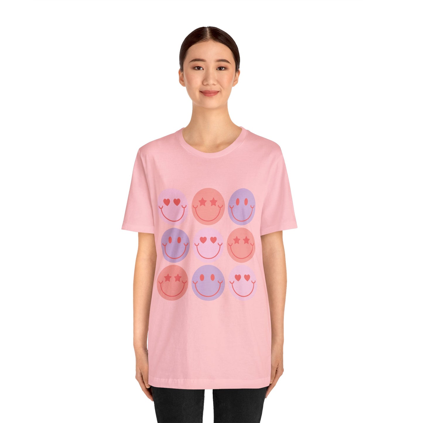 retro groovy smiley face valentines day Unisex Jersey Short Sleeve Tee