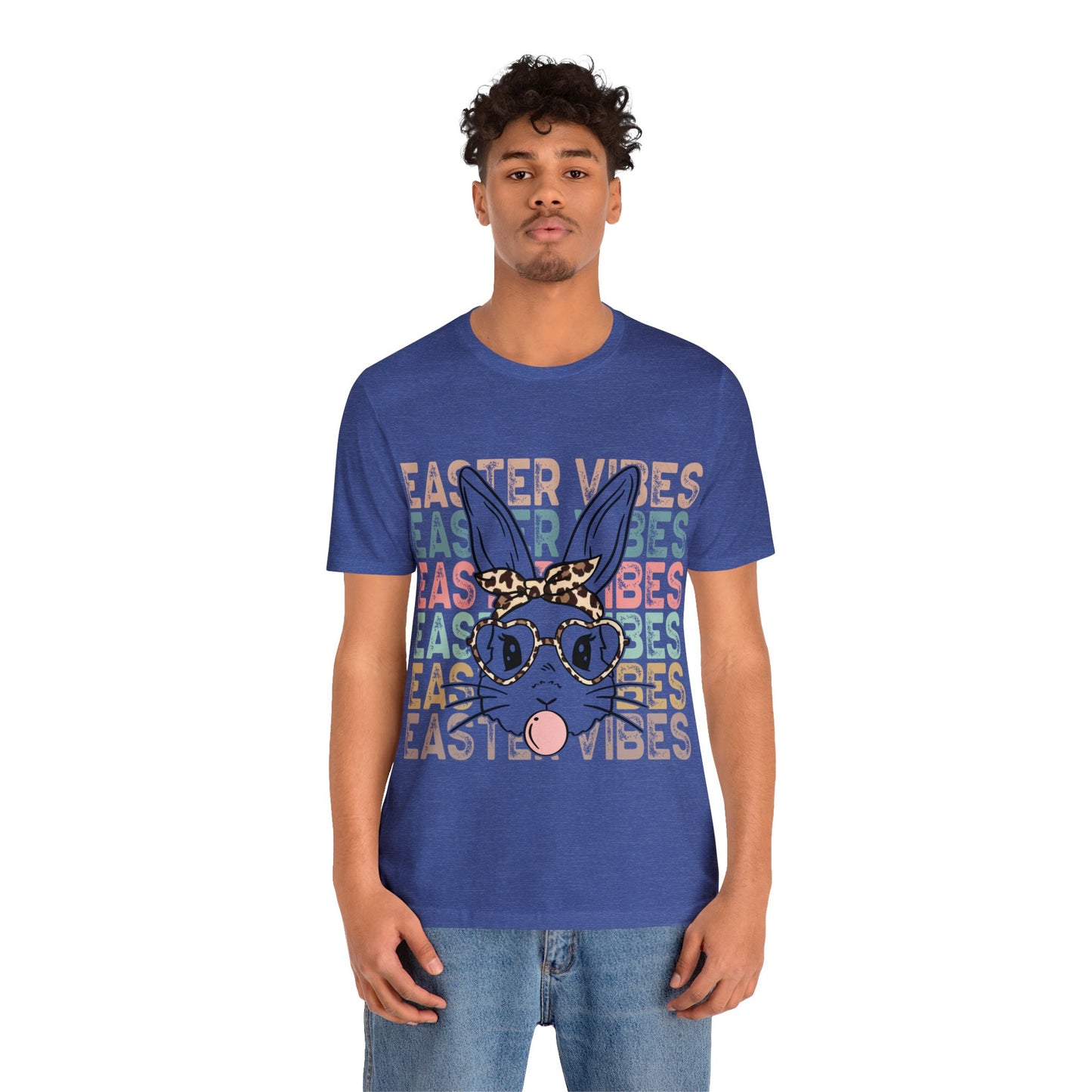 Easter Vibes Bunny Rabbit Bubble Gum Unisex Jersey Short Sleeve Tee