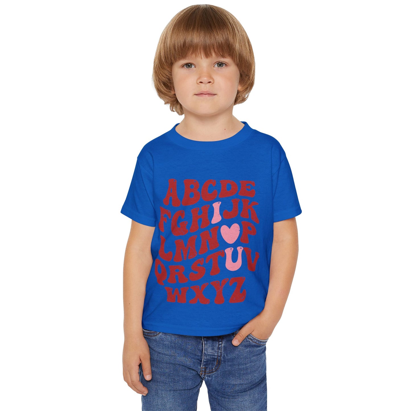 I 𩷠U retro abc's Valentine's Dat Heavy Cotton⢠Toddler T-shirt