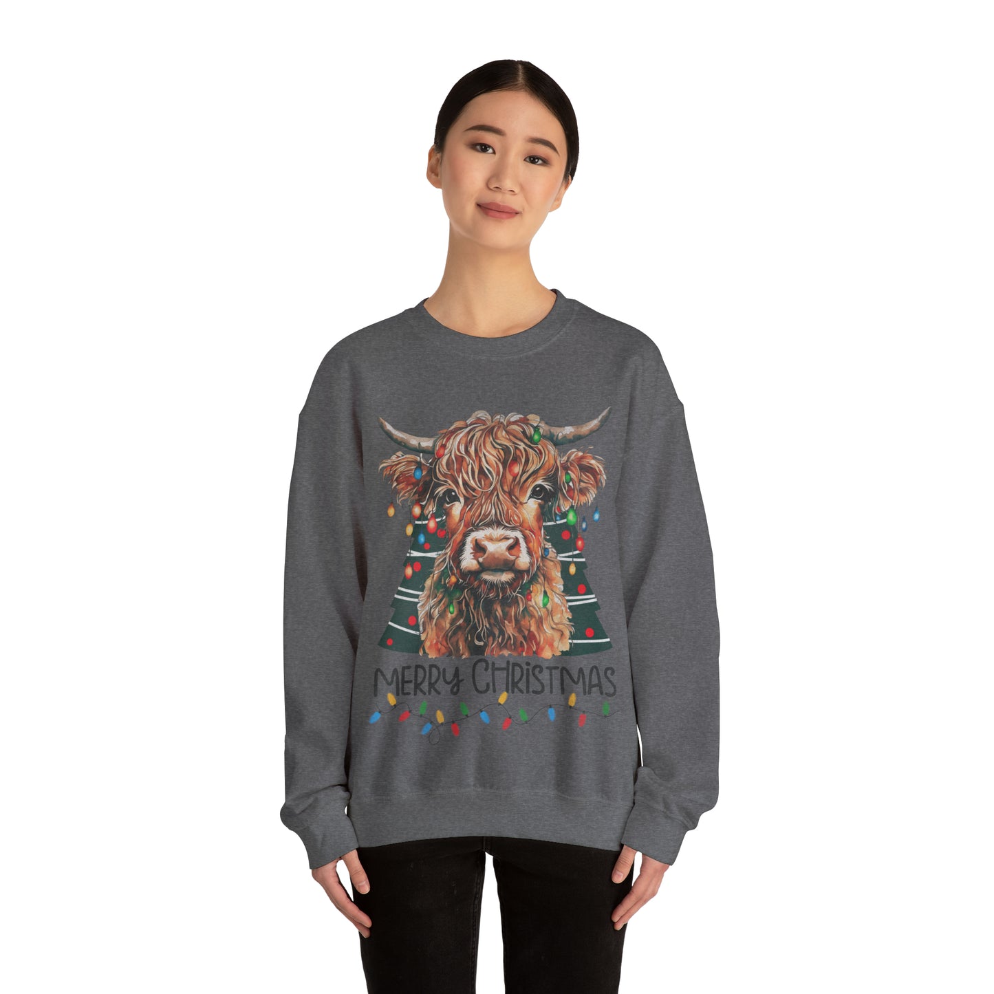 highland cow christmas Unisex Heavy Blend™ Crewneck Sweatshirt