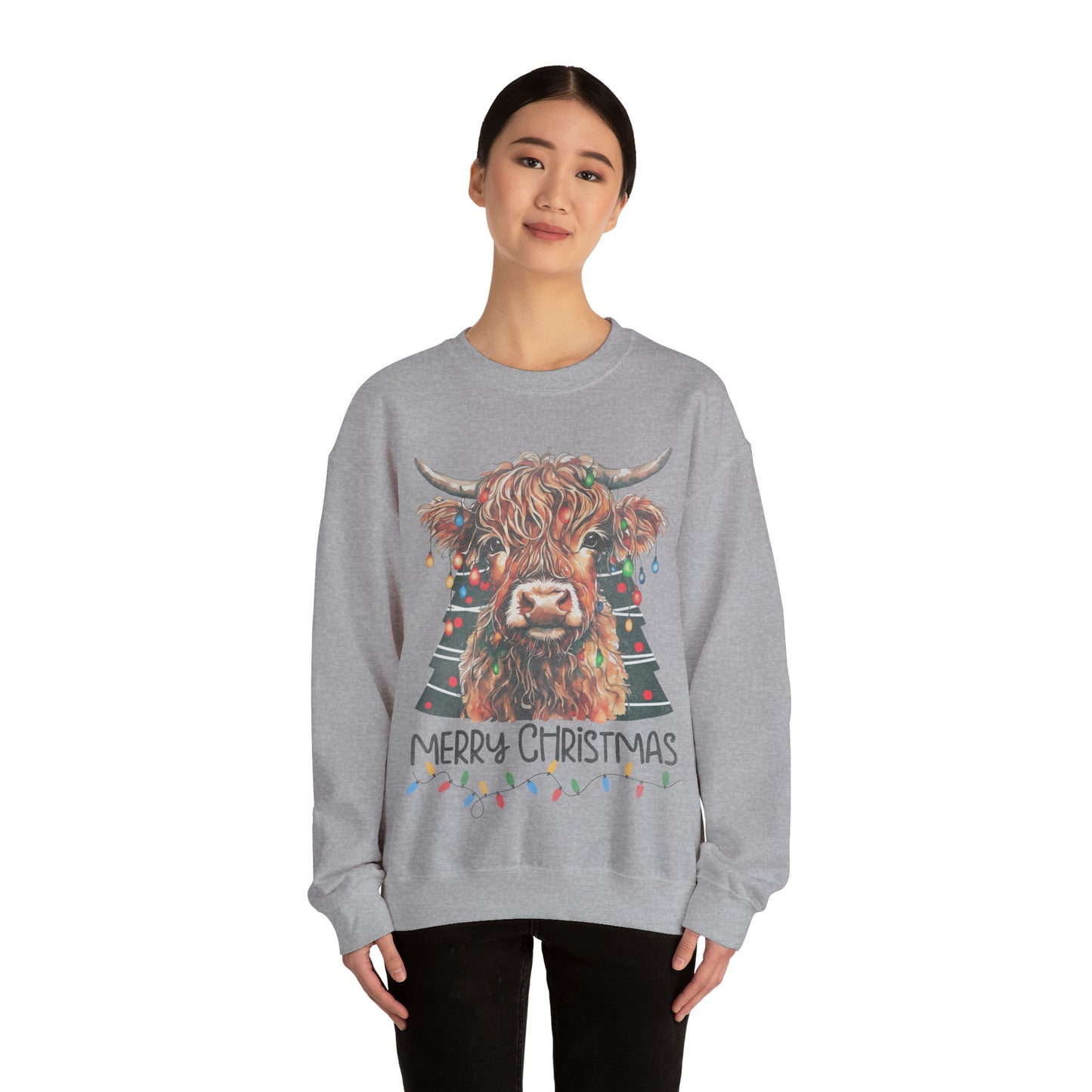 highland cow christmas Unisex Heavy Blend™ Crewneck Sweatshirt