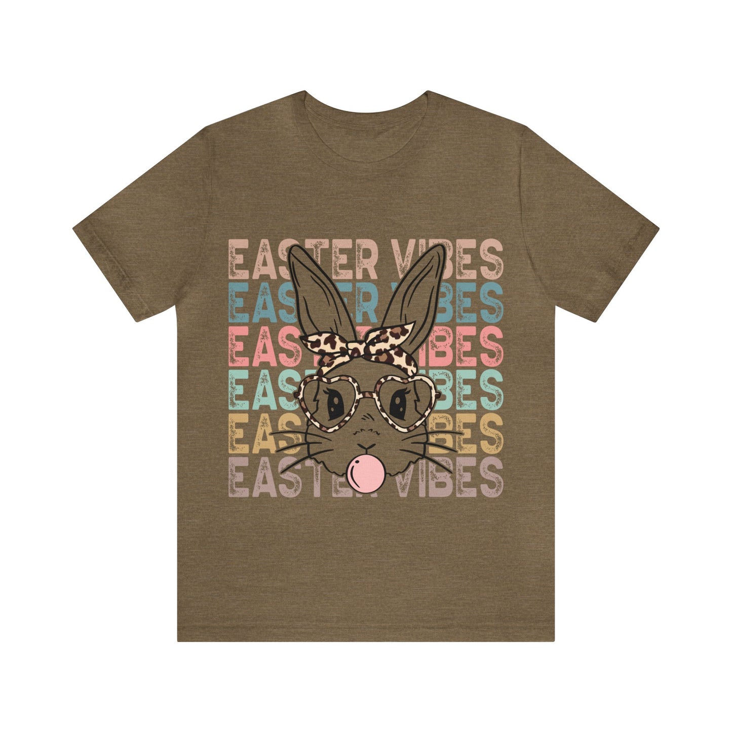 Easter Vibes Bunny Rabbit Bubble Gum Unisex Jersey Short Sleeve Tee