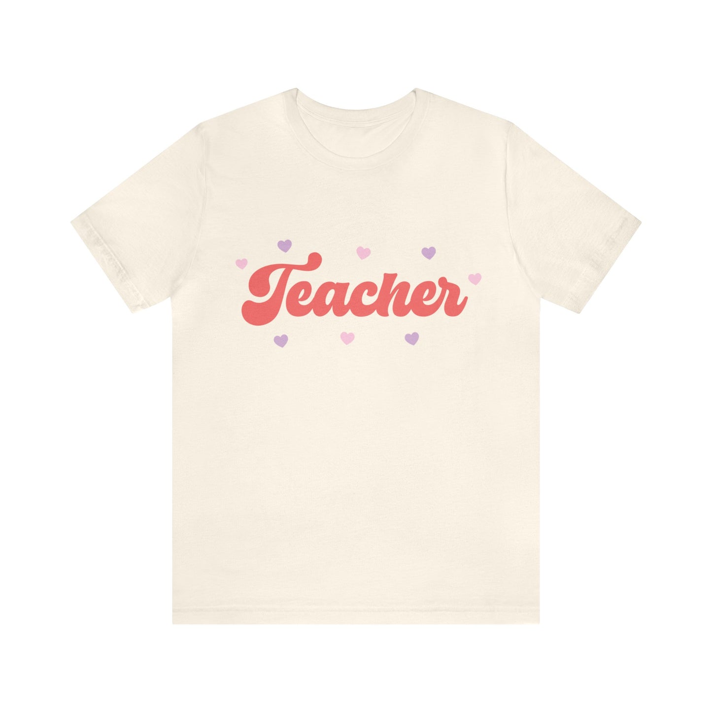Retro Valentines day Teacher hearts Unisex Jersey Short Sleeve Tee