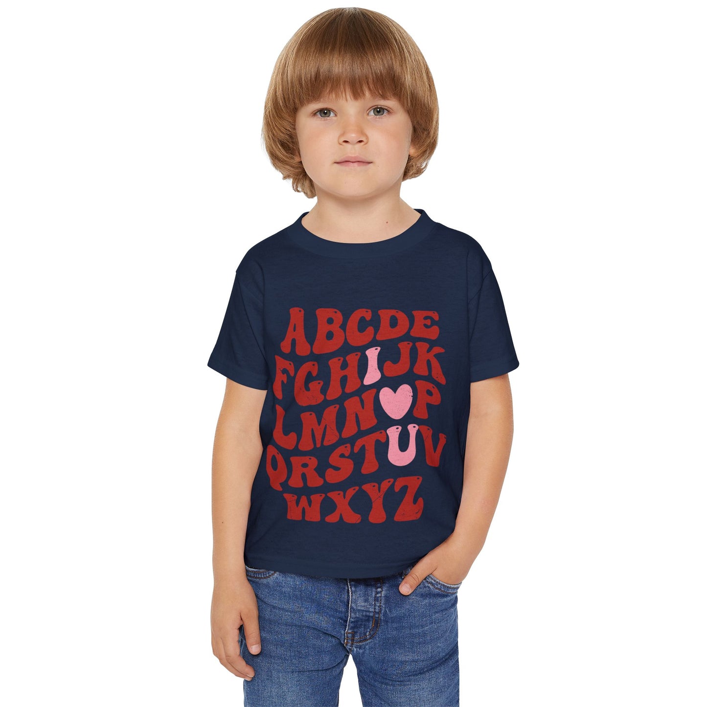 I 𩷠U retro abc's Valentine's Dat Heavy Cotton⢠Toddler T-shirt