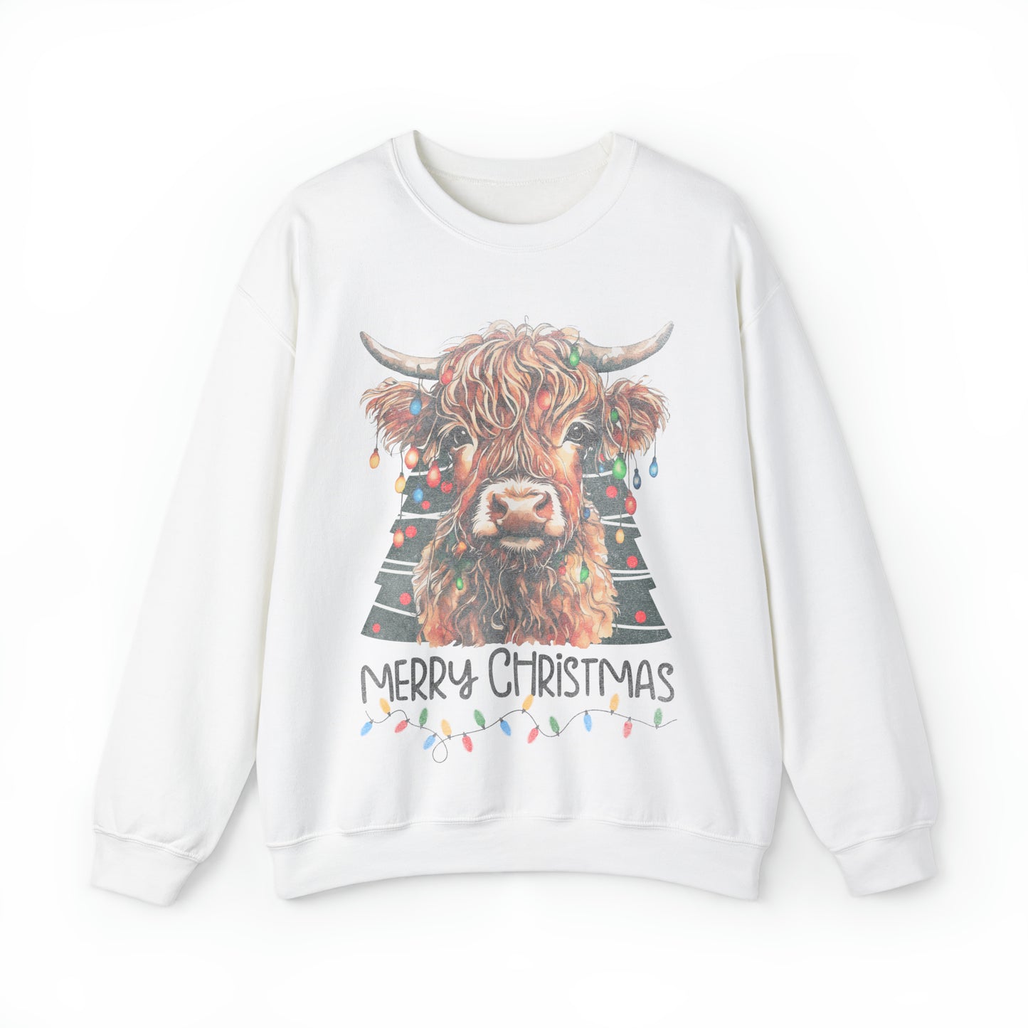 highland cow christmas Unisex Heavy Blend™ Crewneck Sweatshirt