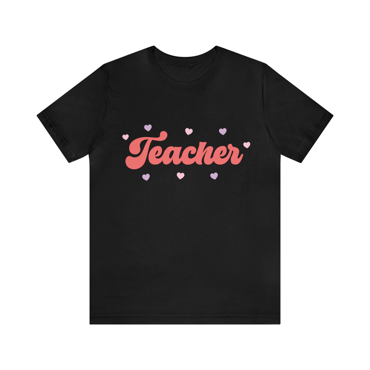 Retro Valentines day Teacher hearts Unisex Jersey Short Sleeve Tee
