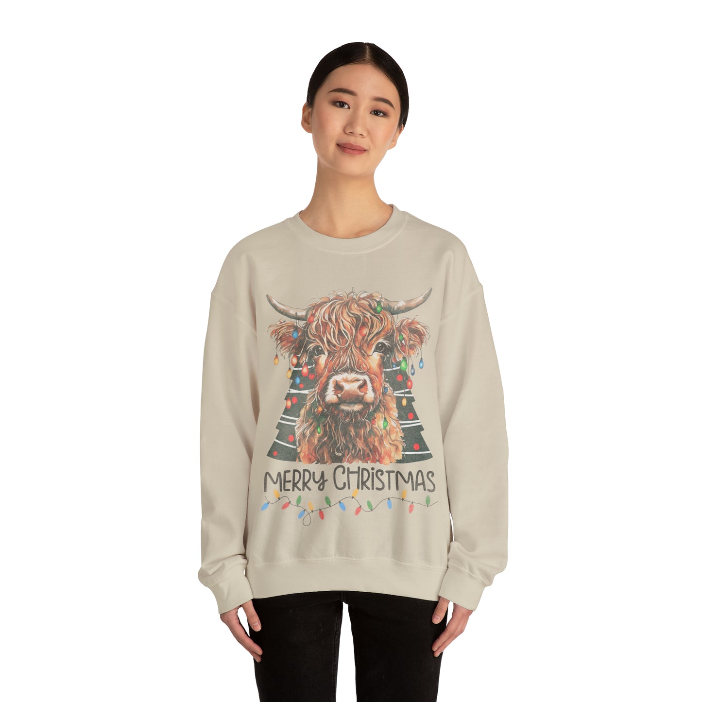 highland cow christmas Unisex Heavy Blend™ Crewneck Sweatshirt