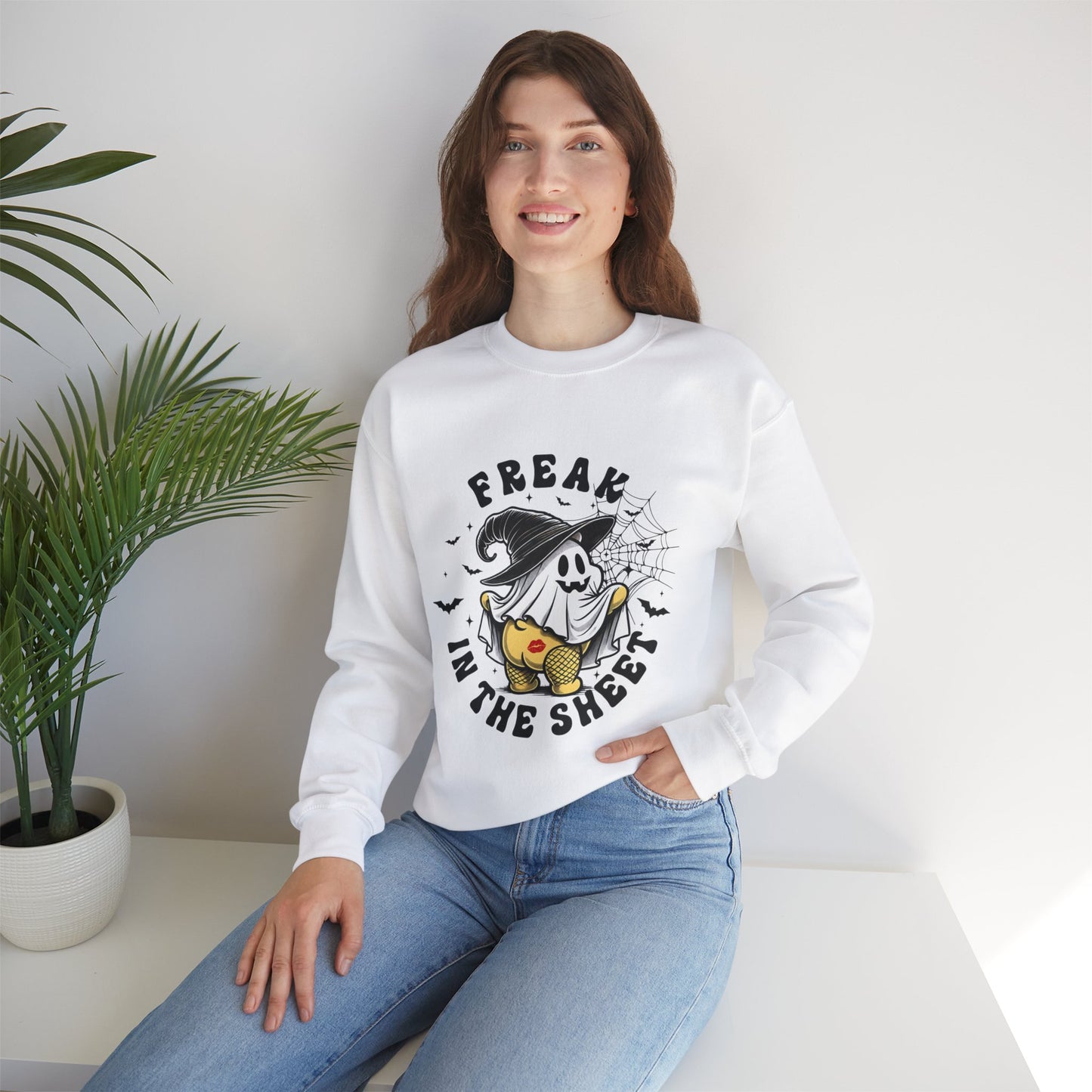 Freak in the sheets funny halloween humor Unisex Heavy Blend™ Crewneck Sweatshirt