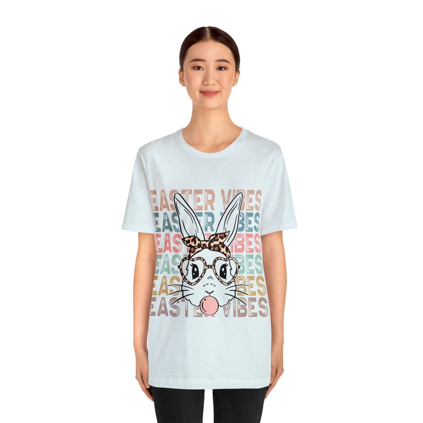 Easter Vibes Bunny Rabbit Bubble Gum Unisex Jersey Short Sleeve Tee