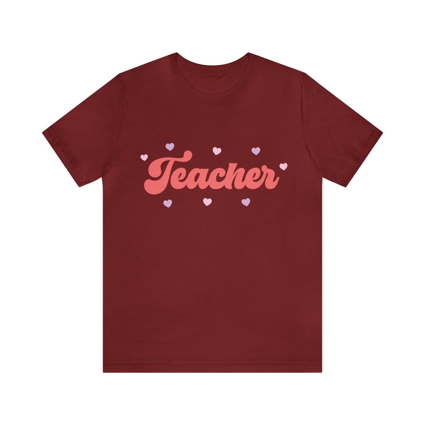 Retro Valentines day Teacher hearts Unisex Jersey Short Sleeve Tee