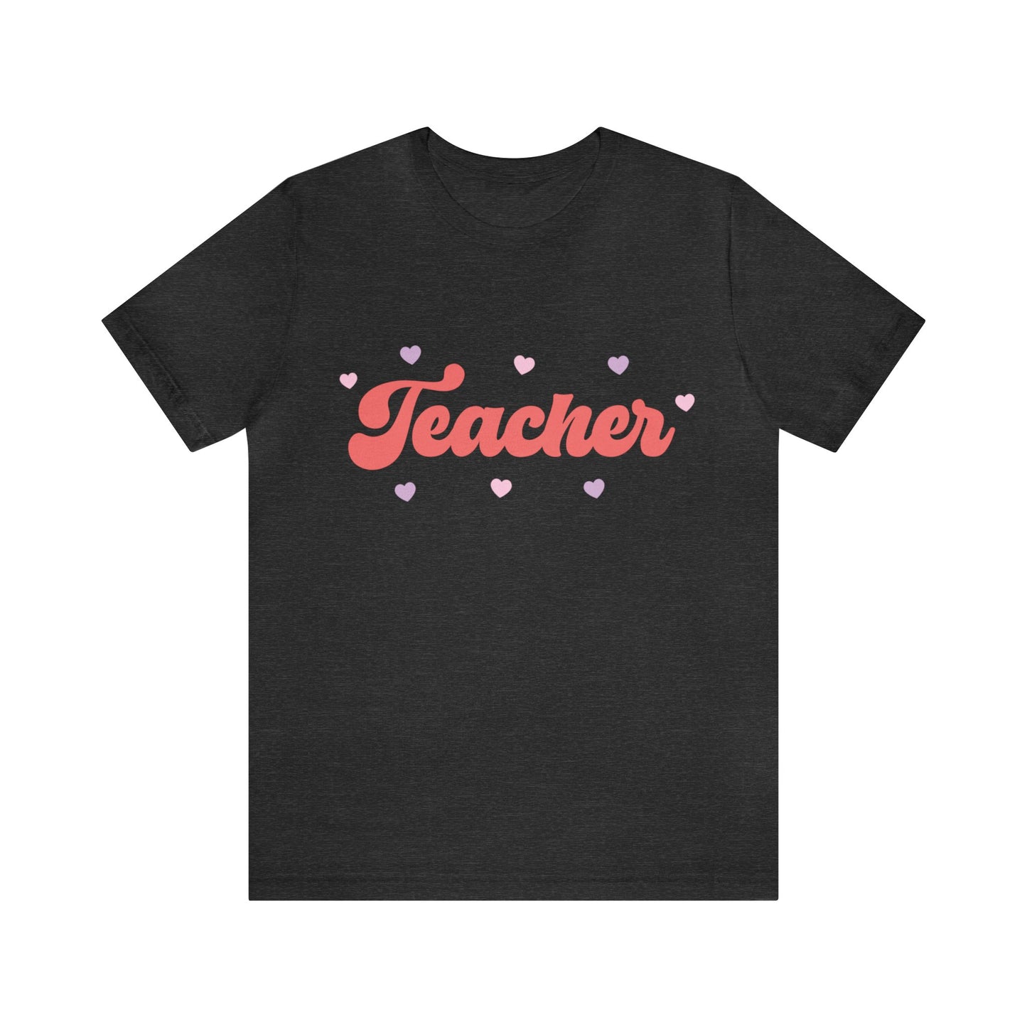 Retro Valentines day Teacher hearts Unisex Jersey Short Sleeve Tee