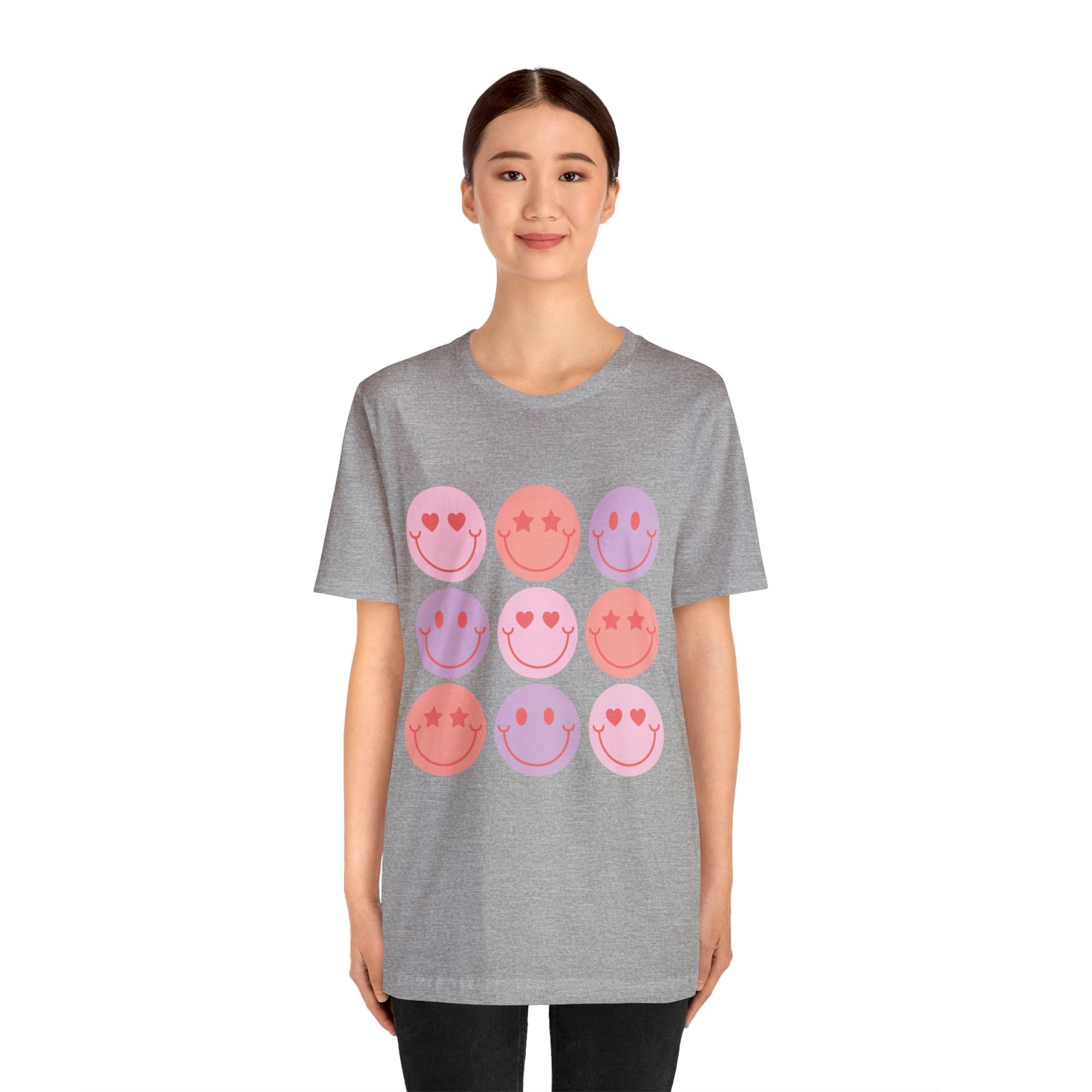 retro groovy smiley face valentines day Unisex Jersey Short Sleeve Tee