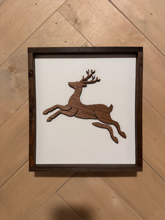 3D Reindeer sign, Farmhouse Wood Christmas Sign, laser art
