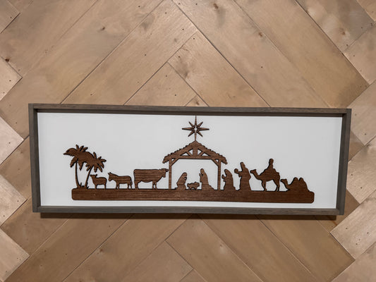 3D Nativity Sign, Farmhouse Wood Christmas Sign, laser art