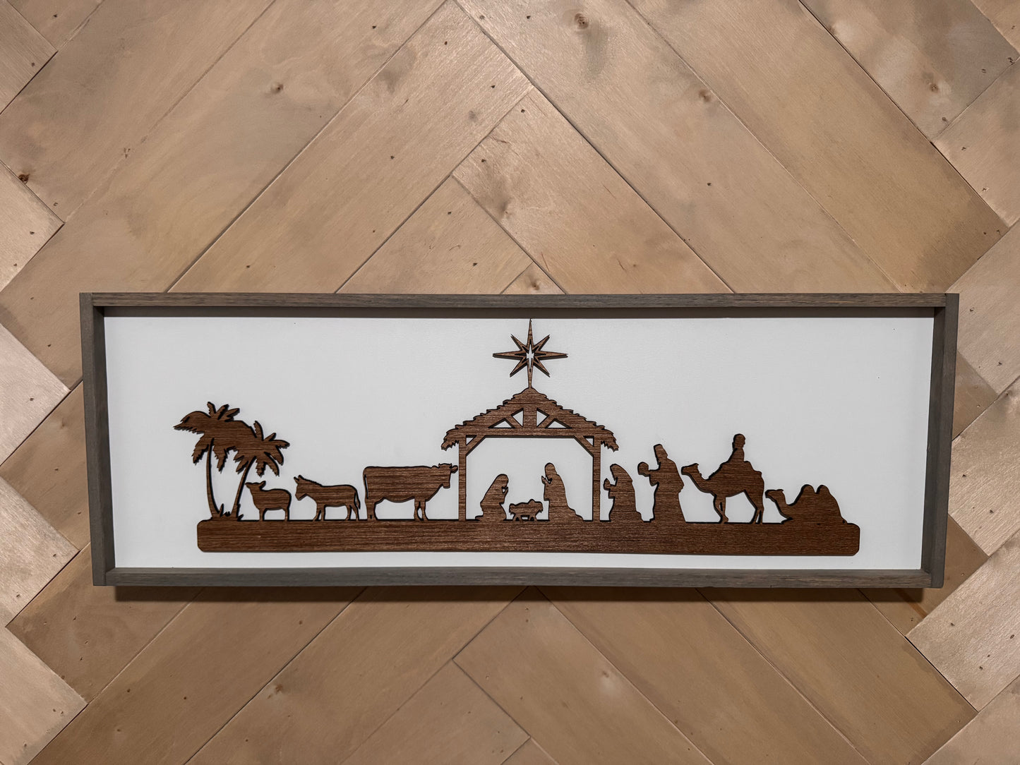 3D Nativity Sign, Farmhouse Wood Christmas Sign, laser art